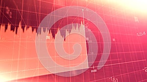 Financial graph showing statistics, prices falling, stock market crash, crisis, inflation rate. Electronic chart with stock market