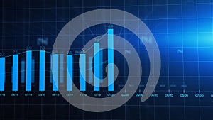 Financial graph showing statistics, prices falling, stock market crash, crisis, inflation rate. Electronic chart with stock market