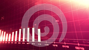 Financial graph showing statistics, prices falling, stock market crash, crisis, inflation rate. Electronic chart with stock market