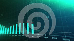 Financial graph showing statistics, prices falling, stock market crash, crisis, inflation rate. Electronic chart with stock market