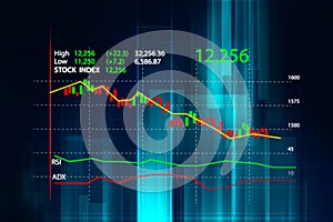 Financial graph on technology abstract background