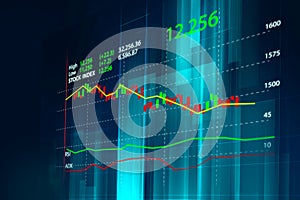 Financial graph on technology abstract background