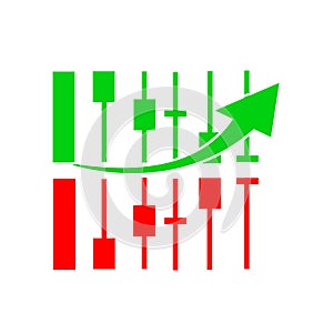 Financial graph with up trend line candlestick chart in stock market . Technical analysis pattern