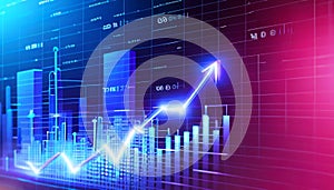 financial graph on virtual screen stock market investment trading concept. 3d rendering