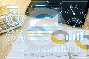 Financial graph on virtual technology screen