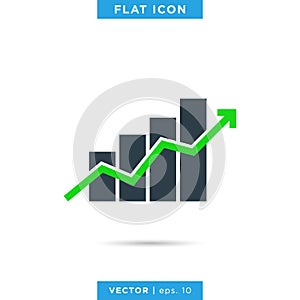 Financial Growing Graph Icon Vector Logo Design Template