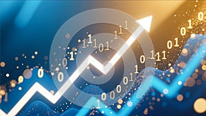 Financial Growth Arrow Rising Through Dynamic Digital Data Analytics
