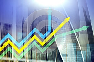 Financial growth arrows graph. Investment and trading concept