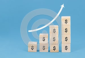 Financial Growth Concept with Increasing Money Blocks