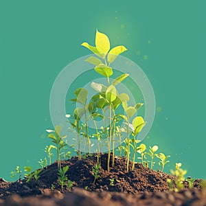 Financial growth concept Seedling plant on green nature background