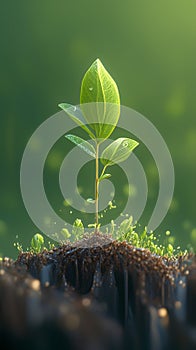 Financial growth concept Seedling plant on green nature background