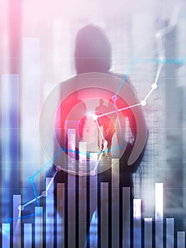 Financial growth graph.Sales increase, marketing strategy concept. Abstract Cover Design Vertical Format