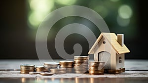 Financial Growth: House on Coin Stack Ai generated