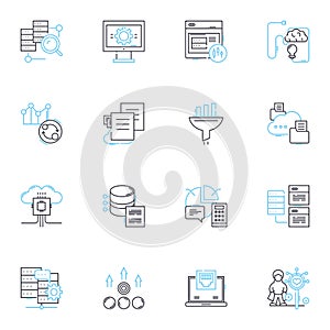 Financial growth linear icons set. Profits, Performance, Expansion, Progress, Advancement, Capital, Income line vector