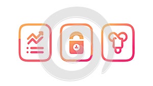 Financial Growth, Secure Lock, Idea Bulb Icons, Business Strategy Vector, vector design Generative AI