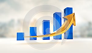 Financial growth and success profits statistics chart. Corporate analysis of money profit increase. Business market increase