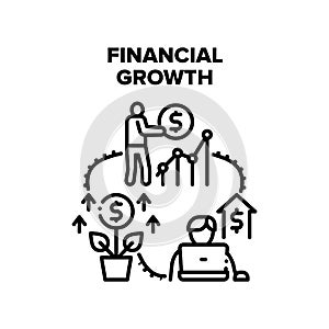 Financial Growth Vector Black Illustration