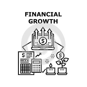 Financial Growth Vector Concept Black Illustration