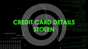 Financial hacker stealing credit card details, bank account block, money loss