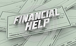 Financial Help Checks Money Assistance Support Benefits 3d Illustration
