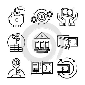 Financial Icon Black And White Illustration