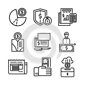 Financial Icon Black And White Illustration