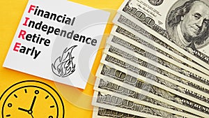 Financial independence retire early FIRE is shown using the text