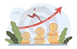 Financial inflation concept. Growing up prices for goods and value