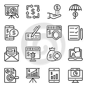 Financial Infographic Linear Icons Pack