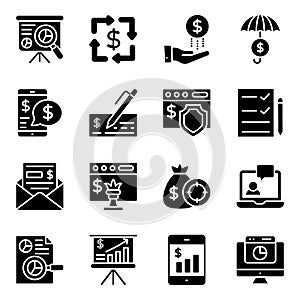 Financial Infographic Solid Icons Pack