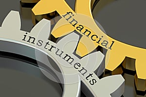 Financial Instruments concept on the gearwheels, 3D rendering