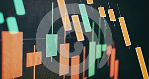 Financial instruments with various type of indicators including volume analysis for professional technical analysis on the monitor