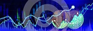 Financial Linechart abstract cryptocurrency background