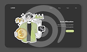 Financial literacy nighmode or darkmode web banner or landing page. photo