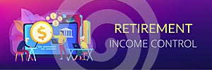 Financial literacy of retirees concept banner header.