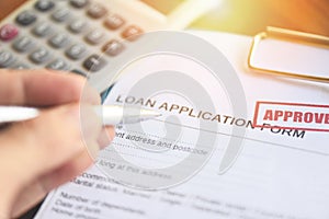 Financial loan calculator or lending for car and home loan application agreement - Loan approval concept