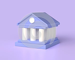 financial management. 3d bank in cartoon style. loans, withdrawals, deposits, transactions. illustration isolated on purple