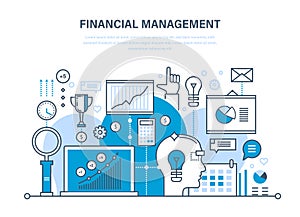 Financial management, analysis, market research, deposits, contributions, savings, statistics, accounting. photo
