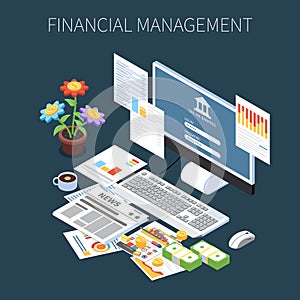 Financial Management Isometric Composition