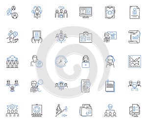 Financial management and planning line icons collection. Budgeting, Forecasting, Investing, Savings, Taxation