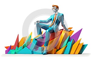 Financial manager during the work 3d colorful illustration - Generative AI.