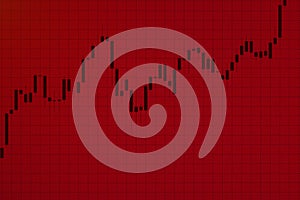 Financial market online chart on LCD screen. Financial, business concept with a candle chart on a red background. Market price