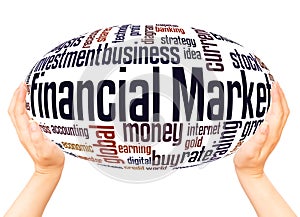 Financial Market word hand sphere cloud concept