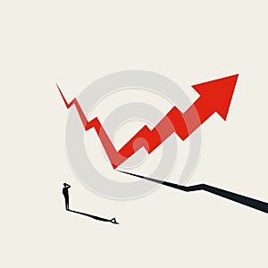 Financial markets recovery vector concept with arrow rising after fall. Symbol of hope, success and growth.