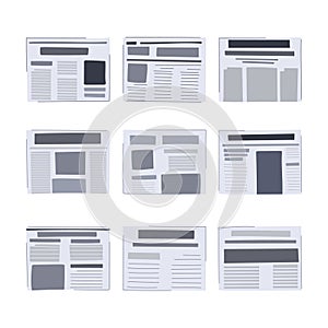 financial newspaper set cartoon vector illustration