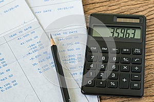 Financial office salary man or tax calculation concept as black