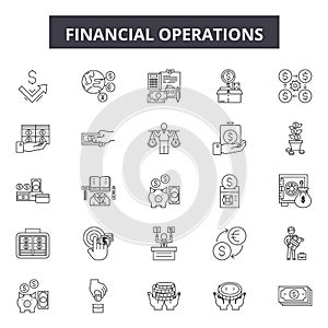 Financial operations line icons, signs, vector set, outline illustration concept