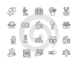 Financial operations line icons, signs, vector set, outline illustration concept