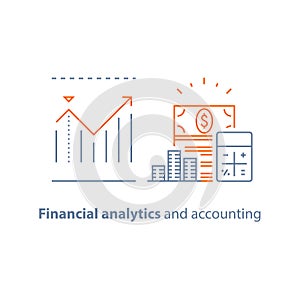 Financial performance analytics, income increase, long term investment, fund management, dividends graph, productivity report