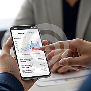 Financial Performance Data Chart Analysis on Smartphone Screen